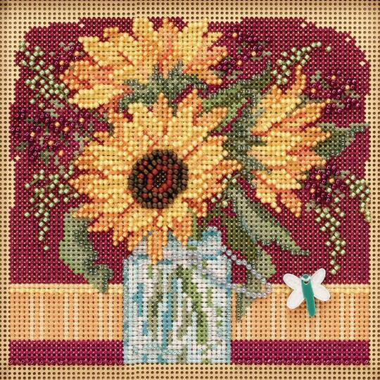 Bead Embroidery Kit Sunflowers DIY Beaded needlepoint Beadwork Beading